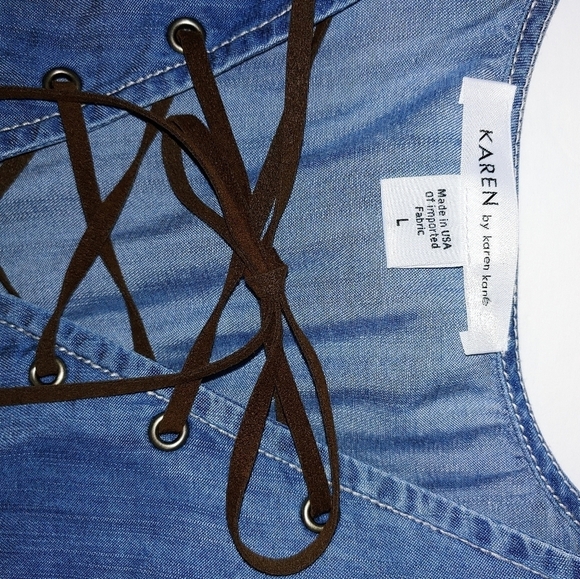 Karen Kane Lace Up Denim Tunic L - Picture 4 of 5